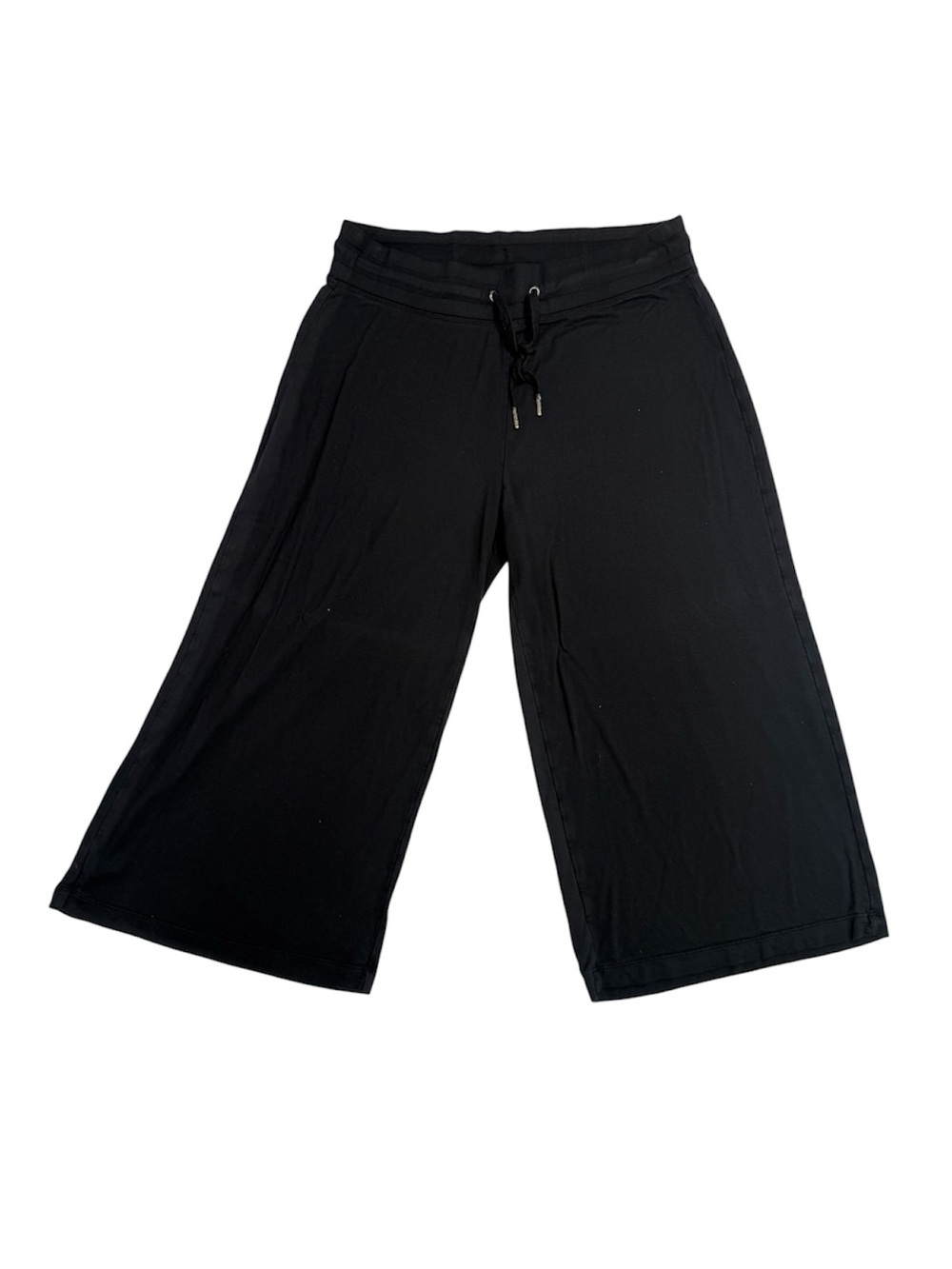 Black Drawstring Waist Cropped Wide leg Pants Size Medium - Picture 2 of 7